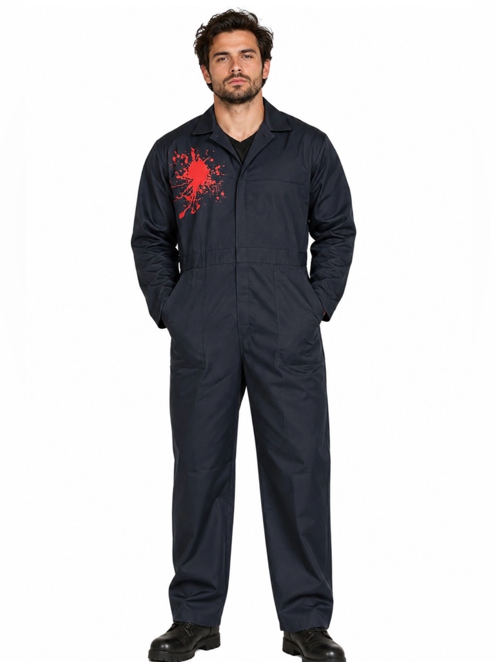 Mens XL Halloween Navy Blue Jumpsuit Coveralls Michael Myers Horror Slasher